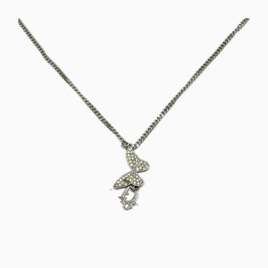 Dior Butterfly Rhinestone Silver Necklace from Christian Dior