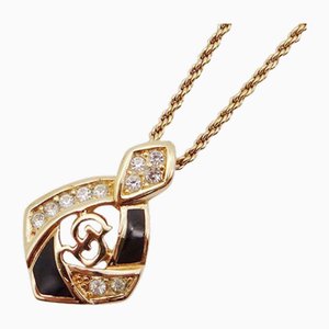 Dior Necklace Womens Brand Transparent Stone Gold Black by Christian Dior