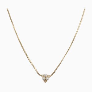 Collana in metallo con logo dorato e strass di perle finte di Christian Dior