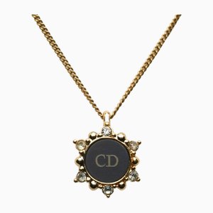 CD Rhinestone Necklace in Gold Plated by Christian Dior