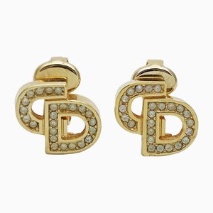 Ohrringe aus Gold mit Strasssteinen von Christian Dior, 2 . Set