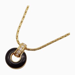 Collar circular redondo en piedra transparente dorado y negro de Christian Dior