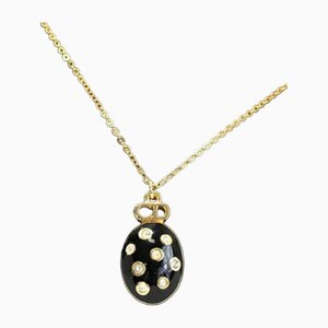 Oval Black & Gold Rhinestone Necklace by Christian Dior