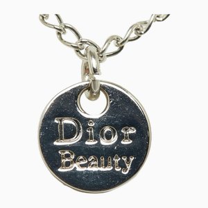Collar de cadena de tres hilos de metal plateado de Christian Dior