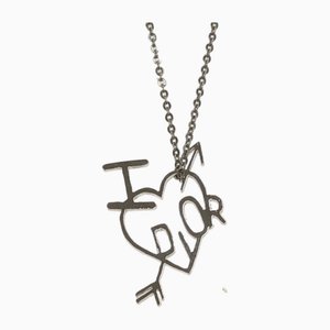 I Love Heart Motif Pendant Necklace in Silver by Christian Dior