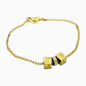 Vintage CD Logo Dice Motif Chain Bracelet in Gold by Christian Dior