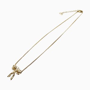 Necklace Ladys Gold Ribbon Rhinestone by Christian Dior