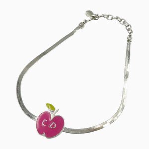 Apple Pink Silver Metal Necklace by Christian Dior