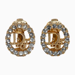 Aretes de diamantes de imitación bañados en oro de Christian Dior
