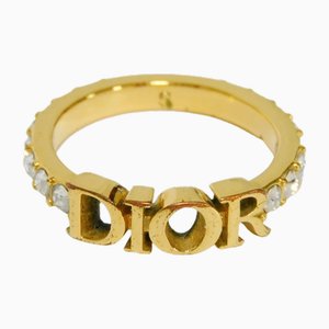 Anello con logo in cristallo e strass di Christian Dior