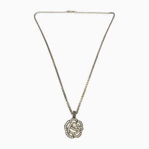 Rhinestone Metal Gunmetal Necklace by Christian Dior