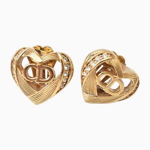 Aretes con diamantes de imitación en oro de Christian Dior. Juego de 2
