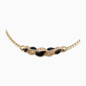 Gargantilla de metal con diamantes de imitación en negro y dorado de Christian Dior