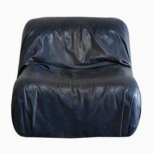Vintage Sessel aus dunkelblauem Leder von de Sede