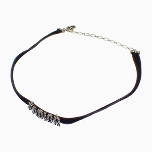 Jadior Choker Womens Rhinestone Silk Metal Black Necklace A210663 by Christian Dior