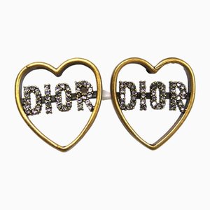 Orecchini con strass a cuore aperto di Christian Dior, set di 2