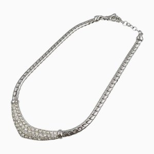 Metal Rhinestone Silver Necklace by Christian Dior