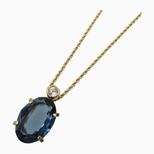 Color Stone Metal Blue Gold Necklace by Christian Dior