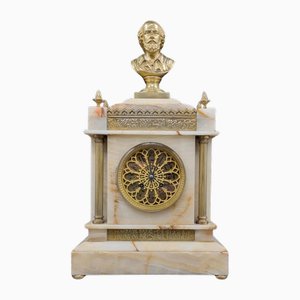 19th Century Onyx and Bronze Clock with William Shakespeare