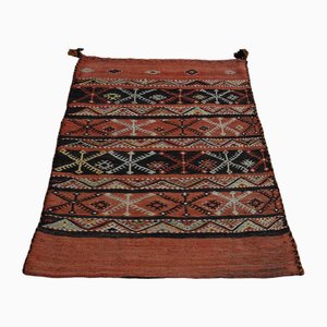 Alfombra Kilim turca vintage de tejido plano de lana naranja, años 60