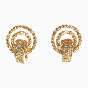 Aretes grandes de diamantes de imitación en oro de Christian Dior. Juego de 2