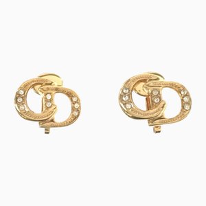 Aretes para mujer CD Stone Accessories vintage de oro de Christian Dior. Juego de 2
