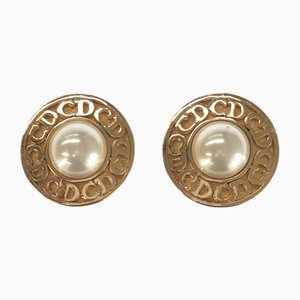 LargeRound Flower Motif Earrings by Christian Dior, Set of 2