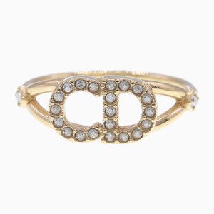 Claire D Lune Gold Metal Crystal Ring by Christian Dior
