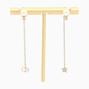 Christian Dior Dior Pendientes La Petite Tribal Gold Metal Fake Pearl Star Cadena para mujer Cd Christian, Juego de 2