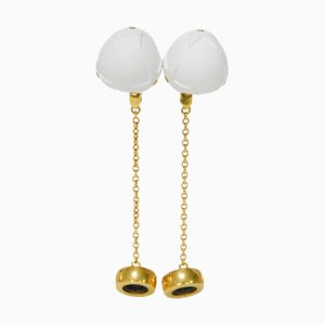 Christian Dior Dior Earrings Tribal D-Vibe Star Ball Airpods Holder Chain Removable Matte Lacquer Pearl White Women's, Set of 2