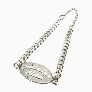 CHRISTIAN DIOR Plate Type Atelier Metal Silver Chain Bracelet