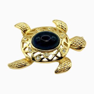 CHRISTIAN DIOR Brooch Turtle Motif Rhinestone Gold Women's IT39E88BDVYJ RM5101D