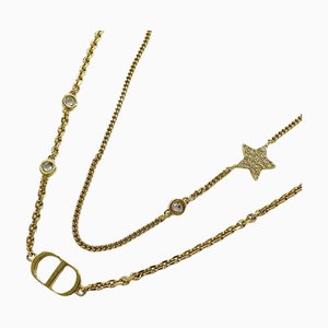 CHRISTIAN DIOR Dior Necklace Women's Brand Metal Crystal Petit CD Double Gold Star Logo N1155PMTCY_D301
