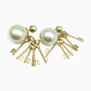 Christian Dior Dior J'Adior Earrings Under Bra Gali Pearl Fake Key Motif Plated Gp Gold Accessories Women's, Set of 2