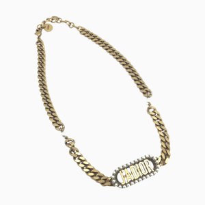 CHRISTIAN DIOR DIOR J'ADIOR Chain Link Choker Necklace Neck Gold GP Plated Collar Women's