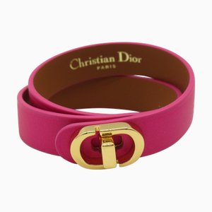Bracelet Dior 30 MONTAIGNE Double Cuir de veau rose métal [vache]