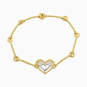 Bracelet 17cm K18 Yg Wg Or Jaune et Blanc 750 Heart par Christian Dior