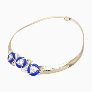 Collier Ras Du Cou Omega Lapis Lazuli Diamant K18yg Or Jaune 291047 par Christian Dior