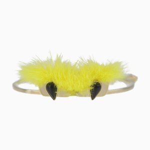 Bracelet Monster en Métal Fourrure Jaune Or de Fendi