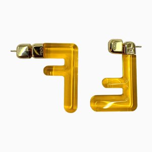 Earrings in Gold and Metal from Fendi, Set of 2