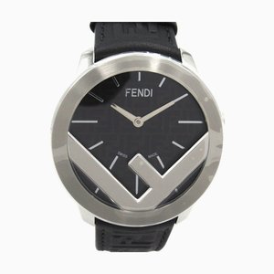 Ehuise Wrist Watch in Quartz Black Silver, Stainless Steel & Leather from Fendi