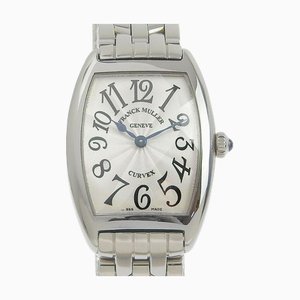 FRANCK MULLER Tonneau Curvex 1752QZ stainless steel quartz analog display ladies silver dial watch