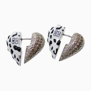 Heart Motif Earrings in White Silver from Givenchy, Set of 2