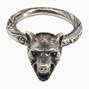 Wolfs Head Ring in Silver from Gucci