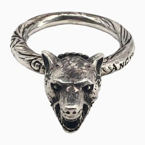 Wolfskopf Ring in Silber von Gucci