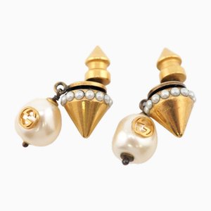 Boucles d'Oreilles en G entrelacés en Fausses Perles de Gucci, Set de 2