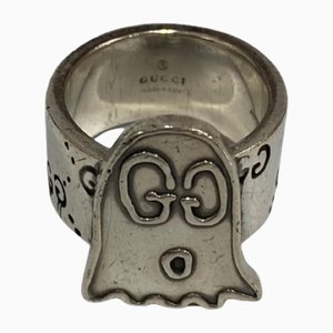 Gucci Ghost Ring Wide Gg Engraved Silver 925 Accessory