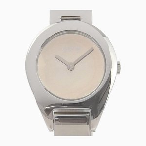 Stainless Steel Silver Quartz Analog Display Ladies Black Dial Watch from Gucci