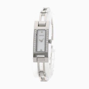 3900L Square Face Diamond & Stainless Steel Lady's Watch from Gucci, 1980s