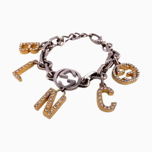 GUCCI Balenciaga Rhinestone Bracelet Gold Men Women